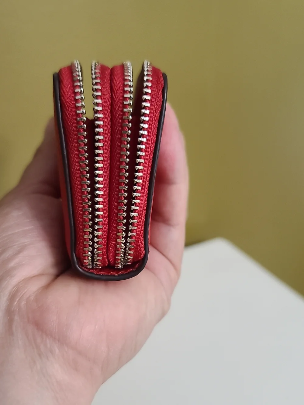 COACH Red Zip Wallet - Pebbled Leather